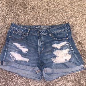 distressed wash jean shorts